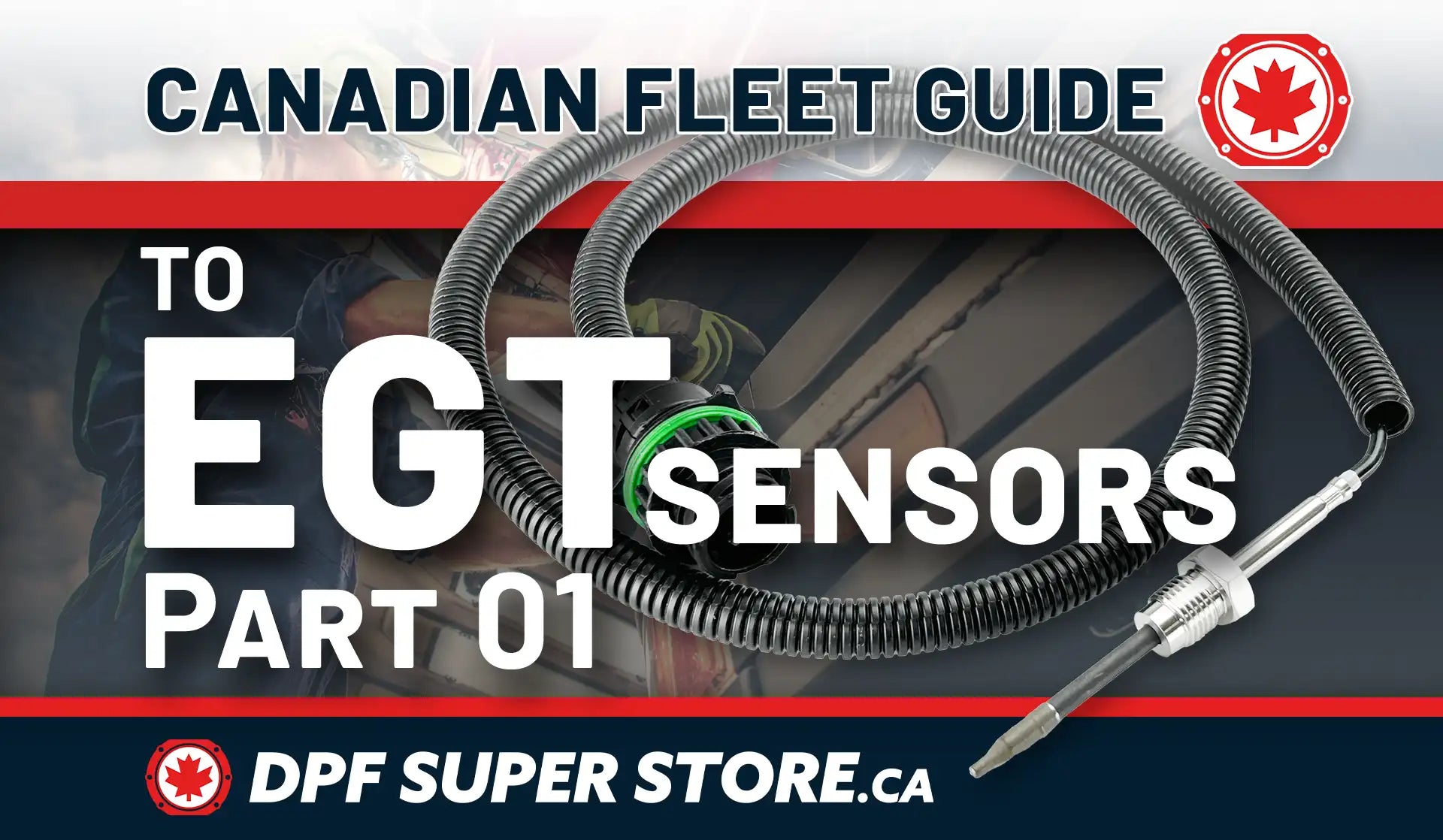 Premium direct-fit Exhaust Gas Temperature (EGT) sensor probe for heavy-duty commercial truck exhaust maintenance.