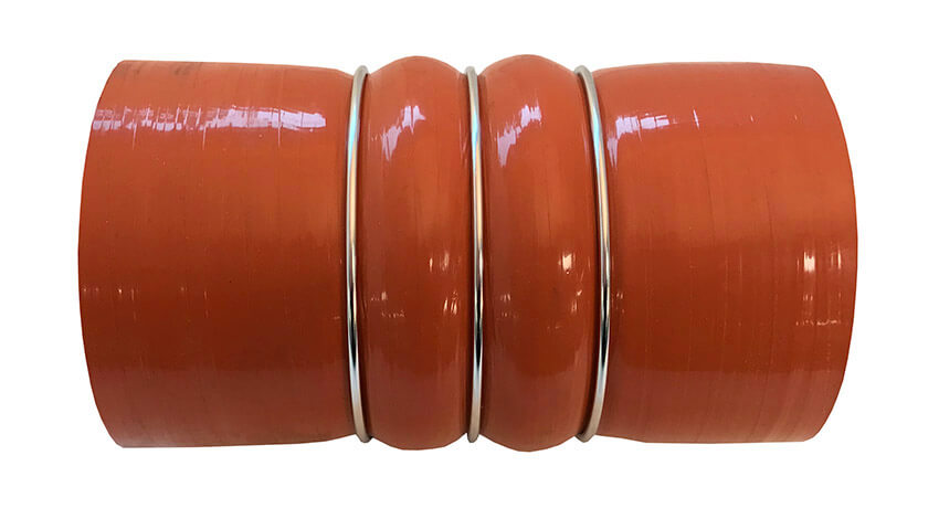 Redline Emissions Products Charge Air Cooler Hot Side Hose with Clamps (OEM 7732-0001 / RED RLH3506) front