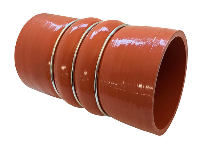 Redline Emissions Products Charge Air Cooler Hot Side Hose with Clamps (OEM 7732-0001 / RED RLH3506) side view