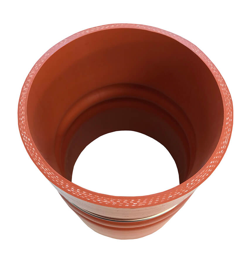 Redline Emissions Products Charge Air Cooler Hot Side Hose with Clamps (OEM 7742-0001 / RED RLH4506) top view