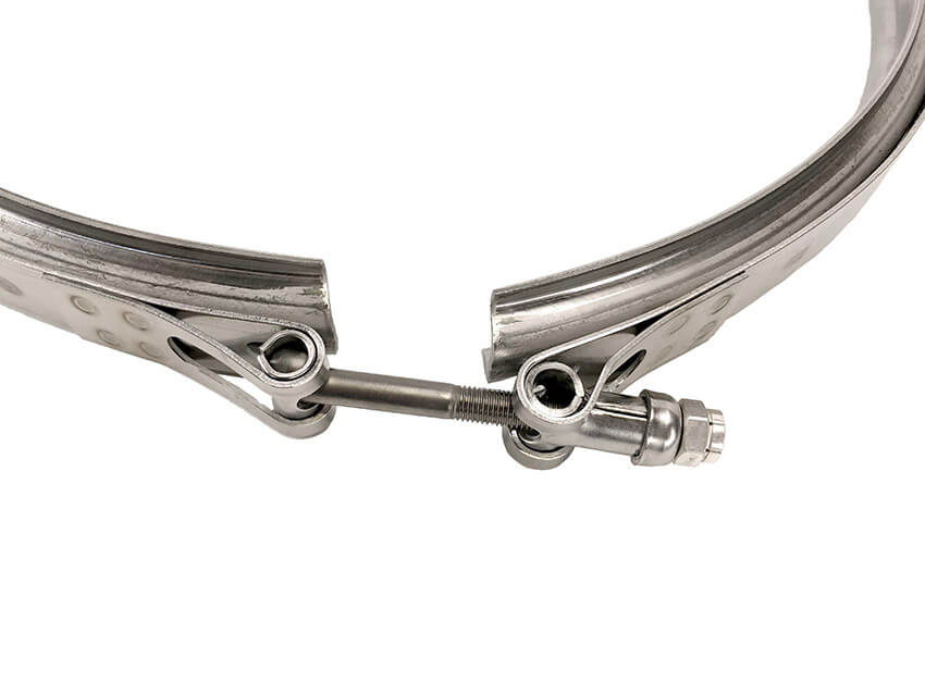 Redline Emissions Products OEM Cummins DPF Clamp (OEM 5304849 / RED VB2023) close up